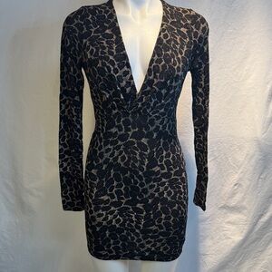 Monaco Black and Brown Long Sleeve Dress